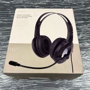 Ativa Black Wired Headset with Adjustable Mic - NIB